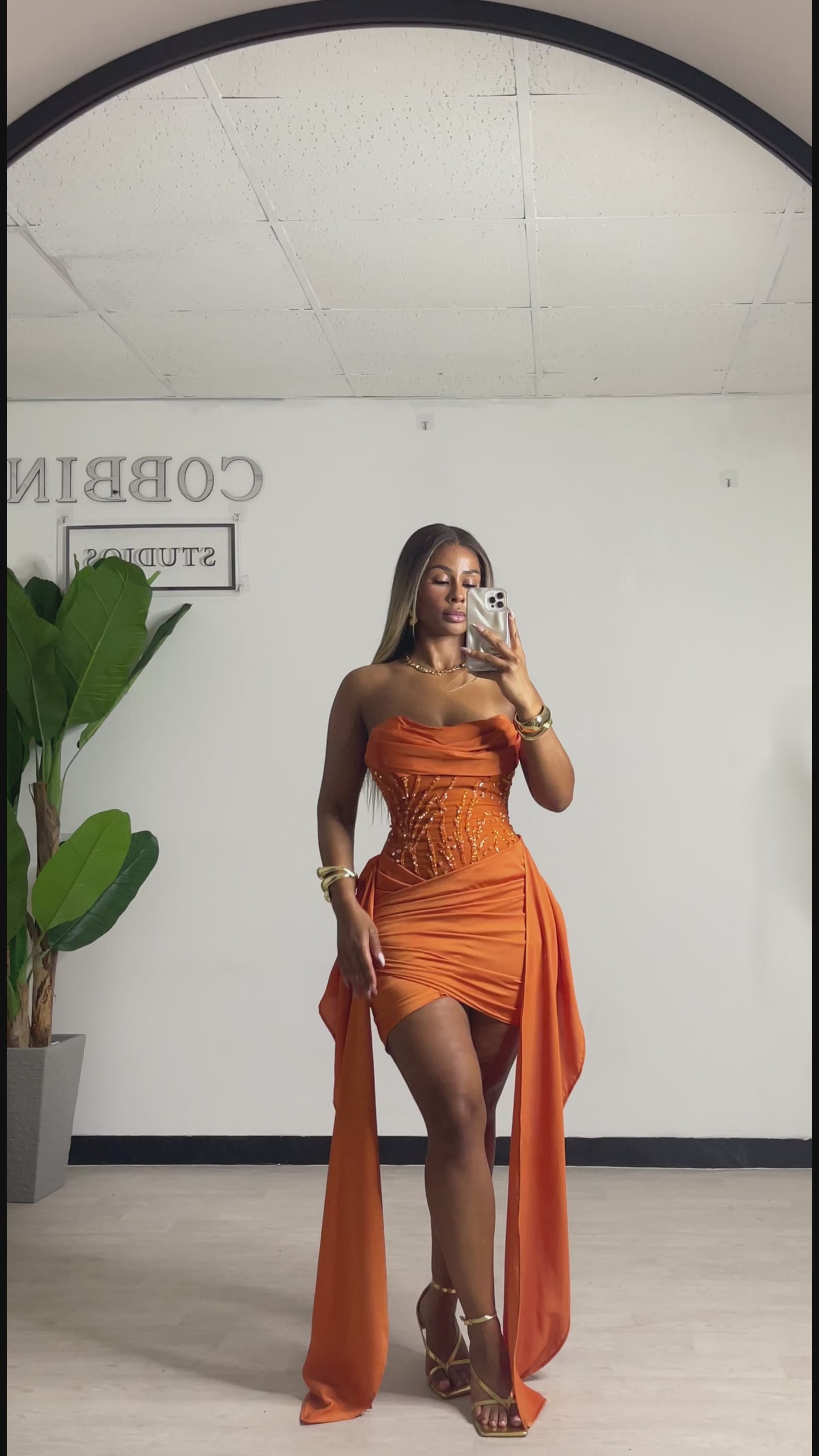 HEAT- Embellished Draped Mini Dress