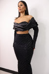 MAYA- BLACK BEADED EMBELLISHED MAXI SKIRT